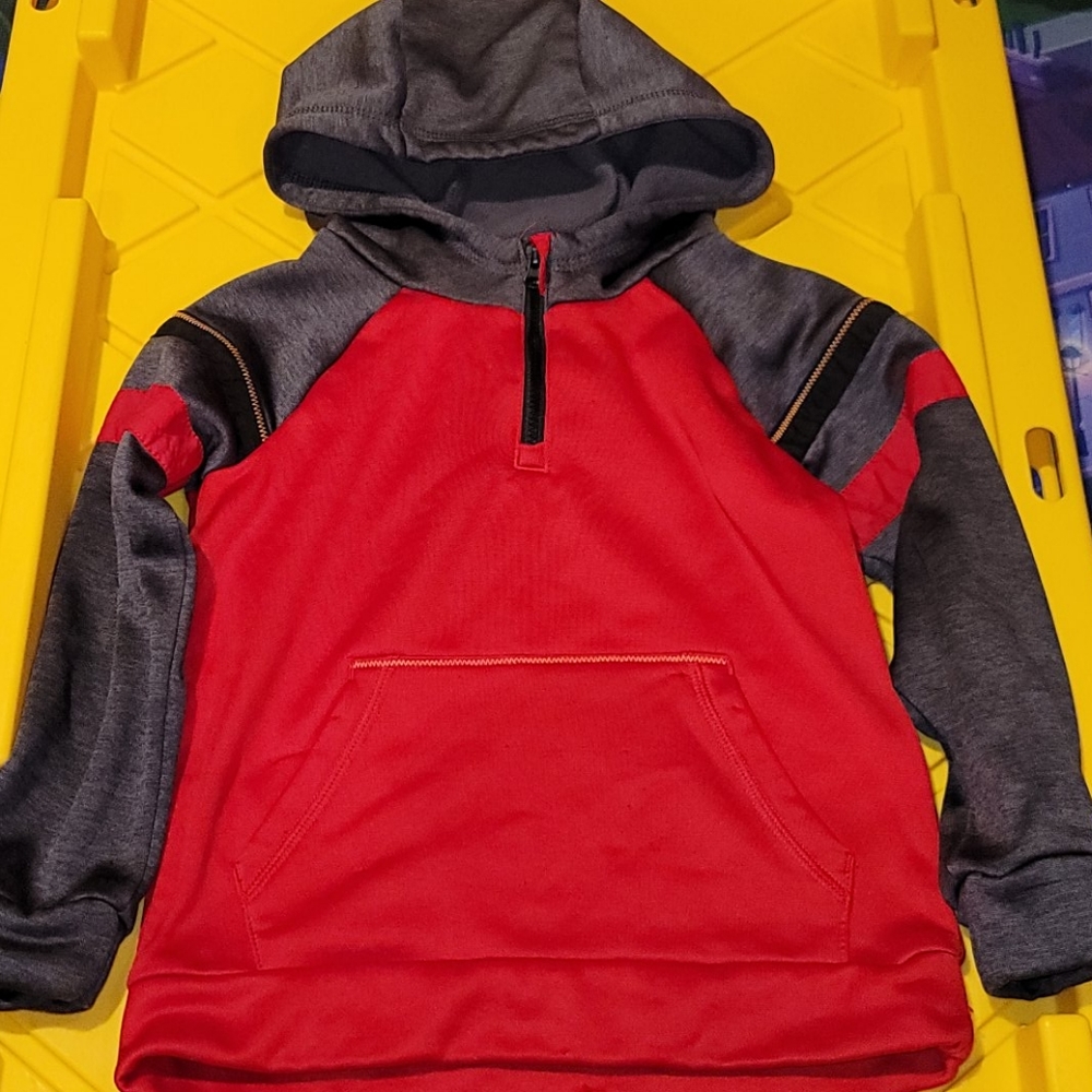 Toddler Athletic Pull Over Red Hoodie w/ Zipper